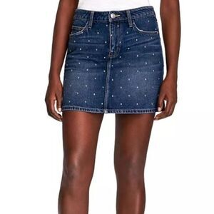 Current Elliott Studded Denim Mini Skirt Cotton Night Rider Blue Size 24